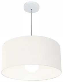 Lustre Pendente Cilíndrico Md-4206 Cúpula em Tecido 50x25cm Branco - Bivolt