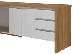 Mesa para Escritório em L Chefia 190cm Corp A06 Freijó/Branco - Mpozen