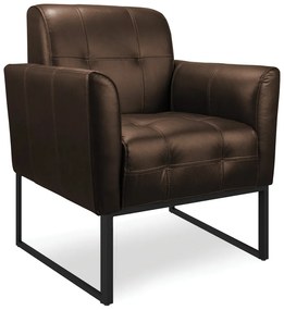 Poltrona Bia Couro Marrom A102 Base Metálica Industrial Preto - D'Rossi