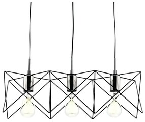 Pendente Retangular Aramado Porta Soquete 58X27X27Cm 3 X E27 Metal | O... (PRETO)
