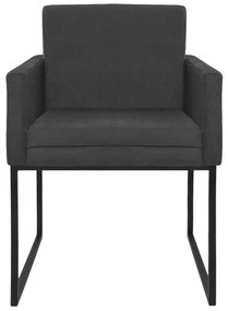 Poltrona Decorativa Bellinha Base de Ferro Preto Linho Chumbo  - ADJ Decor