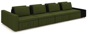 Sofá Ilha com Encosto e Almofadas Móveis Olimpo 505cm Modulado Linho/PU Verde/Preto G45 - Gran Belo