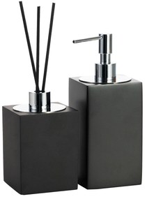 Conjunto Banheiro Duo Quadrado Resina Preto Fosco - Cromado