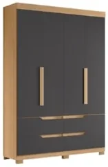 Guarda Roupa Casal 240cm Ripado 6 Portas Doble Freijó/Titanium - Albat