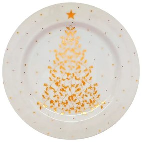 Prato Sobremesa 19Cm Porcelana Schmidt - Dec. Pinheiro Natal N006