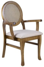 Cadeira de Jantar Medalhão Contemporânea com Braço - Wood Prime 54243 Liso