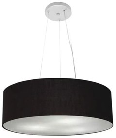 Lustre Pendente Cilíndrico Md-4134 Cúpula em Tecido 50x15cm Preto - Bivolt