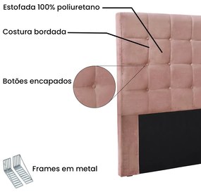 Cabeceira Cama Box Casal 140 cm Verona Veludo Rosa S04 - D'Rossi