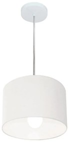 Lustre Pendente Cilíndrico Md-4201 Cúpula em Tecido 25x25cm Branco - Bivolt