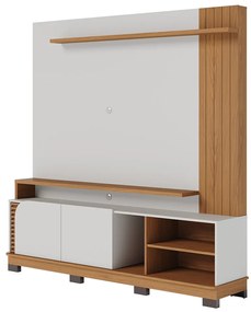 Estante de TV 75 Polegadas 180cm Itaim C04 - D'Rossi - Off White Matte e Freijó
