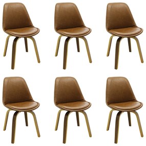 Kit 6 Cadeiras Decorativas Sala e Escritório SoftLine PU Sintético Marrom - Gran Belo
