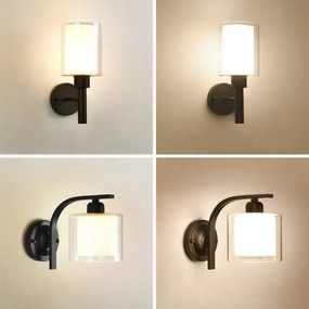 Arandelas Luminária de parede interna, abajur de vidro moderno minimalista com base e27 para decoração de loft, quarto e escada - Modelo-14 - Sem Lâmpada