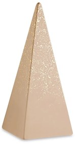 Enfeite Decorativo "Pirâmide" em Cimento Nude e Dourado 26x10,5 cm - D'Rossi