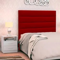 Cabeceira Cama Box Solteiro 90cm Greta Suede Vermelho e 1 Mesa de Cabe