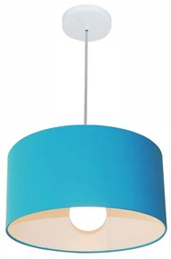 Lustre Pendente Cilíndrico Md-4146 Cúpula em Tecido 40x30cm Azul Turquesa - Bivolt