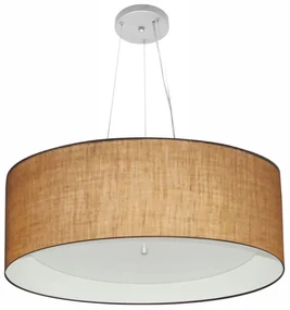 Pendente Cilíndrico Palha e Branco MJ-4013 Para Mesa de Jantar e Estar