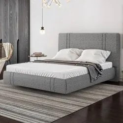 Cama King Flutuante Com Cabeceira 195cm Lyra S05 Linho Cinza - Mpozena