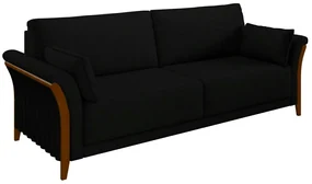 Sofá Decorativo 3 Lugares 222cm Market Veludo Preto G45 - Gran Belo