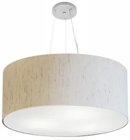 Pendente Cilíndrico Linho Bege MJ-4135 Para Mesa de Jantar e Estar