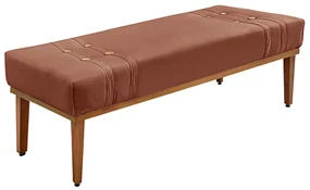 Recamier Decorativo 140cm Kors Veludo Pés de Madeira Cobre G63 - Gran Belo