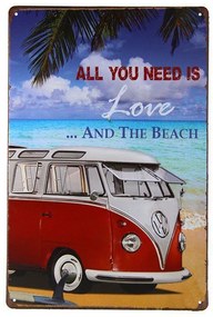 Quadro Placa Metal Decorativa Vintage Love and Beach 20x30