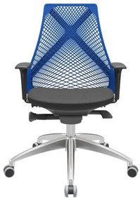 Cadeira Office Bix Tela Azul Assento Aero Preto Autocompensador Base Alumínio 95cm - 63973 Sun House