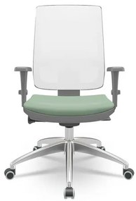 Cadeira Brizza Diretor Grafite Tela Branca com Assento Vinil Verde Base Autocompensador Aluminio - 65802 Sun House
