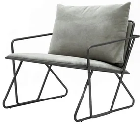 Poltrona Industrial Vaz Assento Estofado Cinza com Base Aco cor Grafite - 47776 Sun House