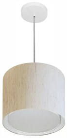 Lustre Pendente Cilíndrico Duplo Md-4284 Cúpula em Tecido 30x30cm Linho Bege - Bivolt