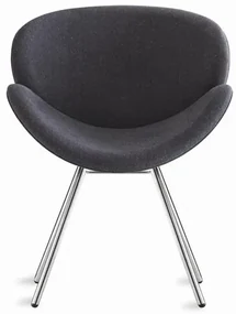 Poltrona Lab Assento Estofado Rustico Preto Base Cromada - 55854 Sun House