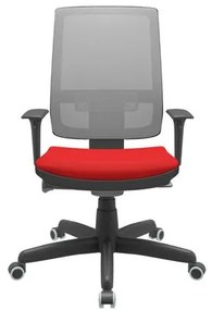 Cadeira Office Brizza Tela Cinza Assento Aero Vermelho Autocompensador Base Standard 120cm - 63720 Sun House