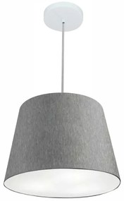 Lustre Pendente Cone Md-4246 Cúpula em Tecido 30/40x30cm Rustico Cinza - Bivolt