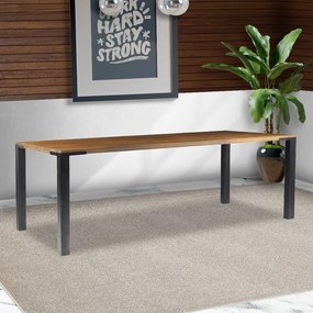 Mesa Sala de Jantar Cozinha Bladel 160cm Grafite Madeira Maciça Rustic Brown G54 - Gran Belo