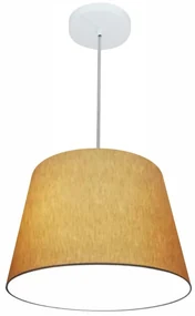 Lustre Pendente Cone Md-4246 Cúpula em Tecido 30/40x30cm Palha - Bivolt