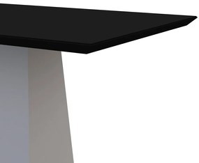 Mesa de Jantar Retangular Tampo com Vidro Ester 160 cm Preto Base Off White - D'Rossi