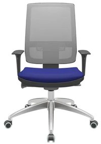 Cadeira Office Brizza Tela Cinza Assento Aero Azul Autocompensador Base Aluminio 120cm - 63782 Sun House