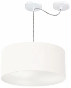 Lustre Pendente Cilíndrico Com Desvio Branco MJ-4151 Para Mesa de Jantar e Estar