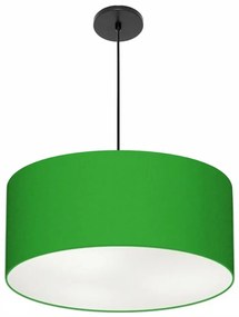 Pendente Cilíndrico Vivare Free Lux Md-4386 Cúpula em Tecido - Verde-Folha - Canola preta e fio preto