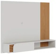 Painel para TV 55 Pol com Bancada Madrid C05 Off White Matte/Freijó -