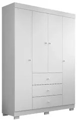 Guarda Roupa Infantil 136cm 4 Portas 3 Gavetas Duda Branco   - Phoenix