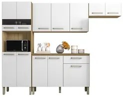 Cozinha Compacta Com Balcão 251cm Louis K02 Freijó/Supremo - Mpozenato