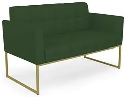 Sofá Namoradeira Base Industrial Dourado Ana Veludo Luxo Verde - Ibiza