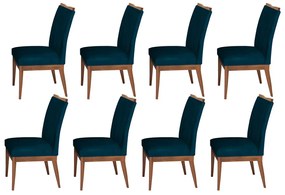 Conjunto 8 Cadeira Decorativa Leticia Veludo Azul Marinho