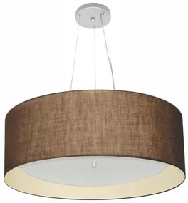 Lustre Pendente Cilíndrico Md-4142 Cúpula em Tecido 80x30cm Café / Bege - Bivolt