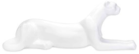 Escultura Decorativa Onça Deitada Branco 17,5x52x13 cm - D'Rossi