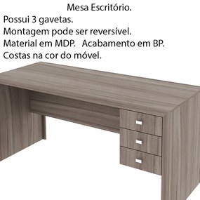 Mesa para Escritório Home Office ME4113 MDP Carvalho G69 - Gran Belo
