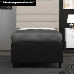 Base para Cama Box Solteiro 88x188cm Hit Z04 Suede Preto - Mpozenato
