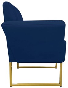 Poltrona Dora Suede Base Metálica Dourado D'Rossi - Azul Marinho