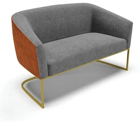Sofá 2 Lugares Namoradeira Industrial Dourado Stella Noz/Linho Grafite D03 - D'Rossi