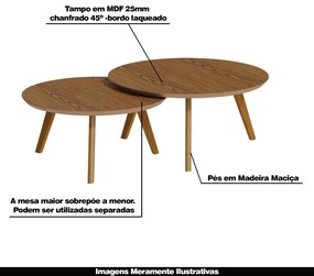 Conjunto Mesa de Centro Redonda Polly Freijó G29 - Gran Belo